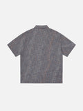 Metal Eyelet Plaid Short Sleeve Shirt