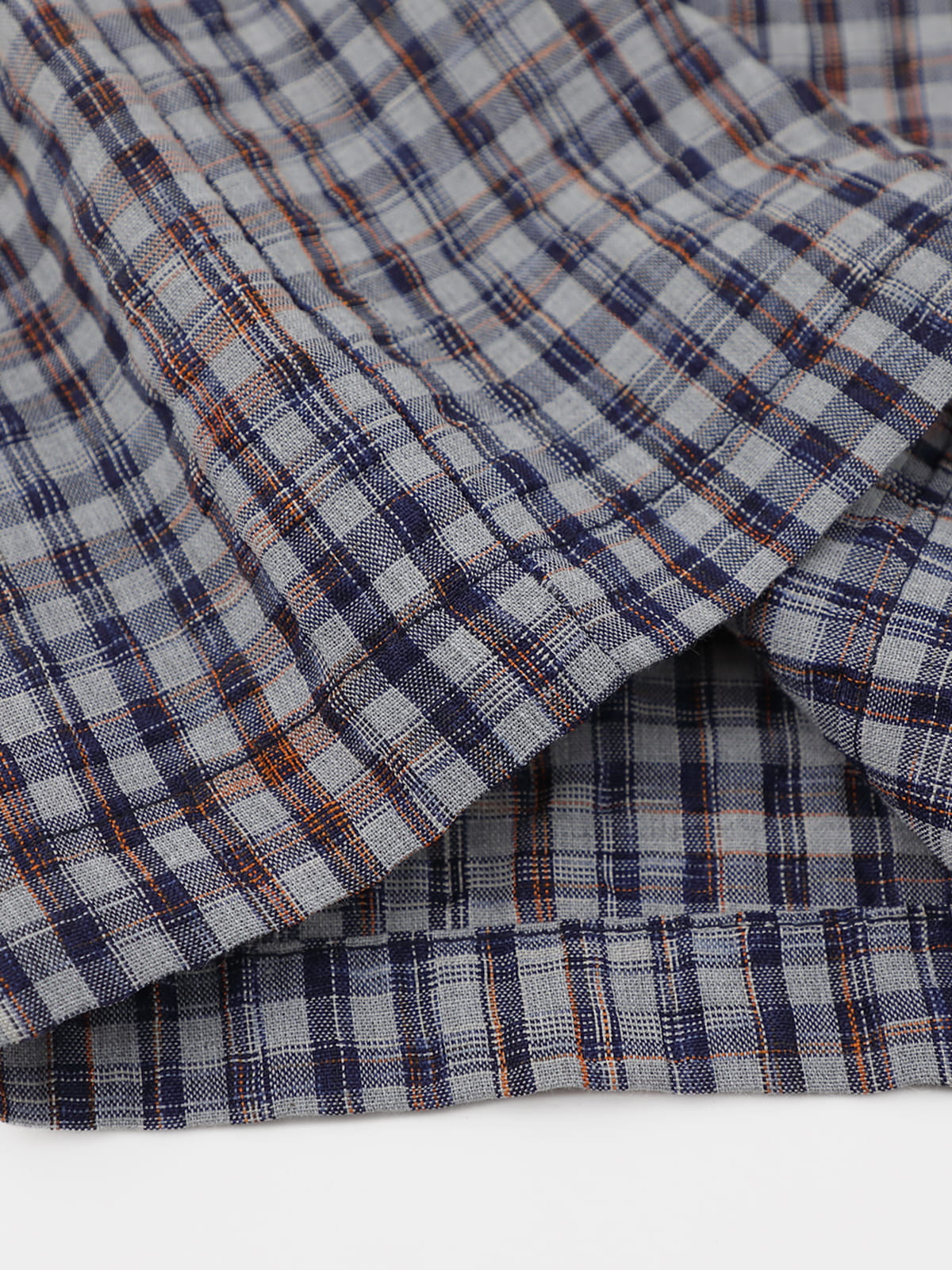 Metal Eyelet Plaid Short Sleeve Shirt