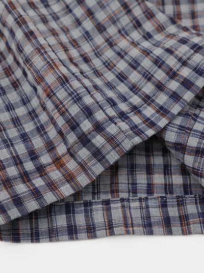Metal Eyelet Plaid Short Sleeve Shirt
