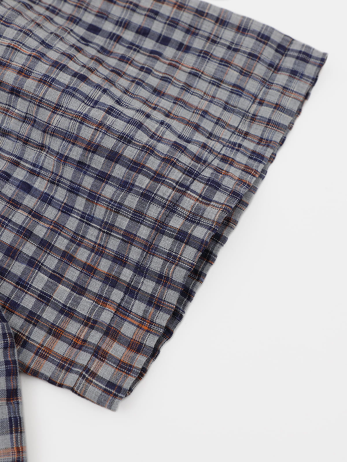Metal Eyelet Plaid Short Sleeve Shirt