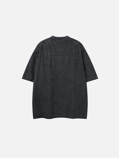 Washed Denim Short Sleeve Shirt
