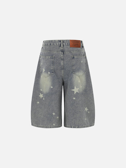 Star Print Longline Jorts