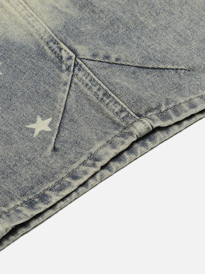 Star Print Longline Jorts