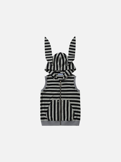 Boxy Striped Bunny Ear Tank Top