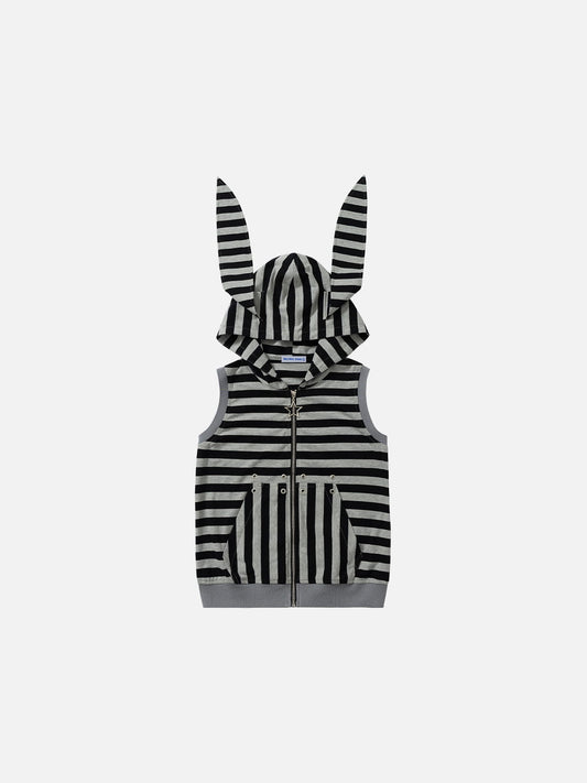 Boxy Striped Bunny Ear Tank Top
