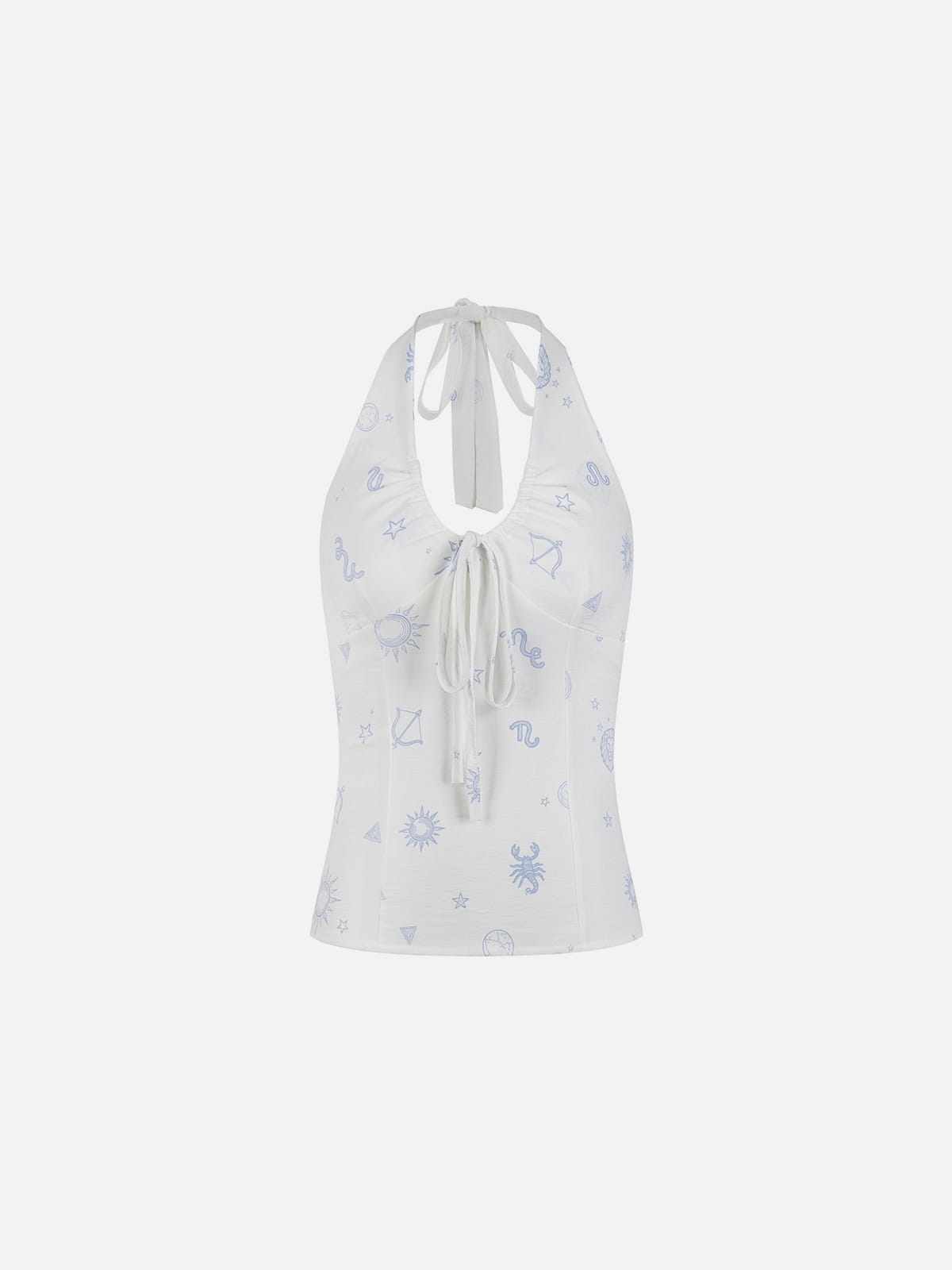 Printed Tie Halter Tank Top