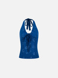 Printed Tie Halter Tank Top