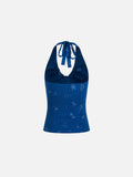 Printed Tie Halter Tank Top