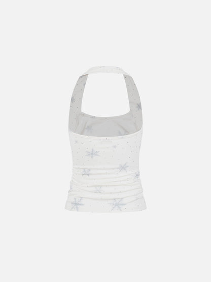 Snowflake Studded Halter Tank Top