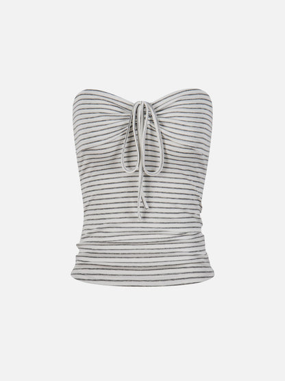 Stripe Lace-Up Tube Top