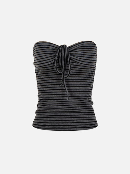 Stripe Lace-Up Tube Top