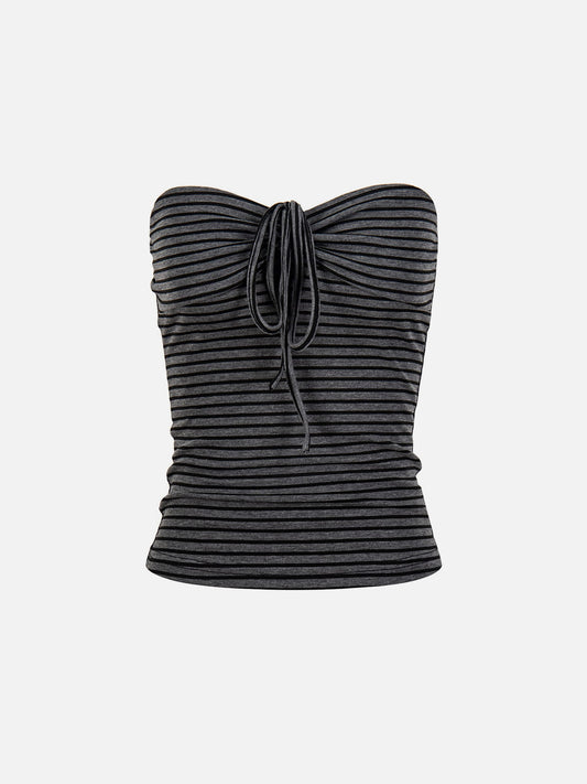 Stripe Lace-Up Tube Top