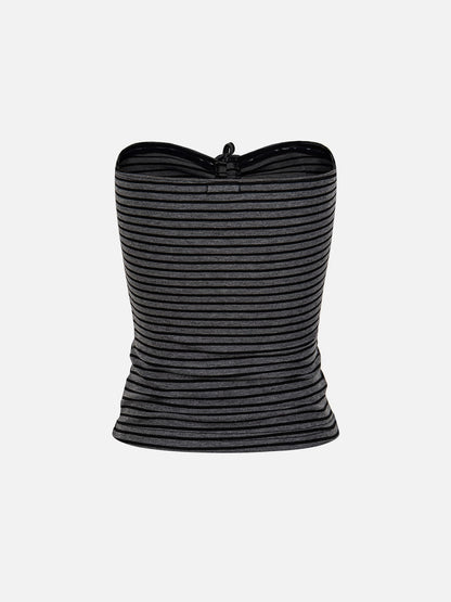 Stripe Lace-Up Tube Top