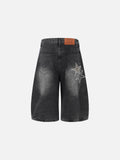 Star Patch Distressed Longline Jorts