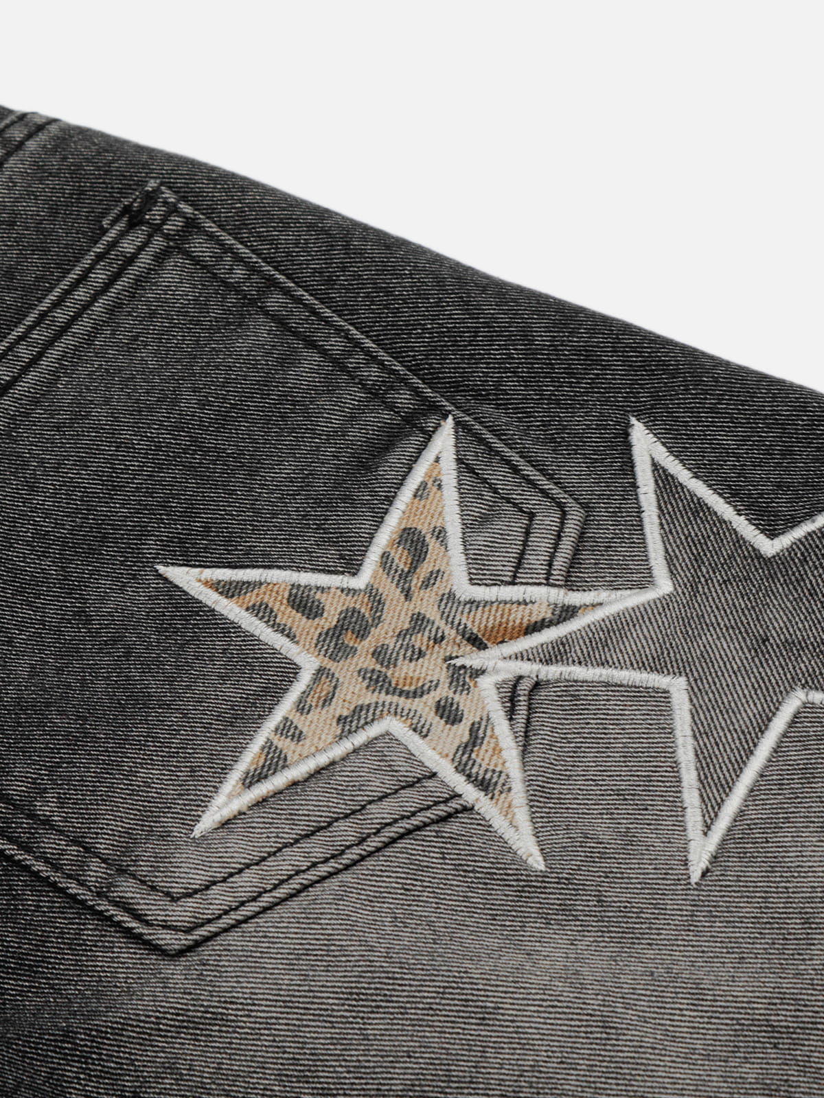 Star Patch Distressed Longline Jorts