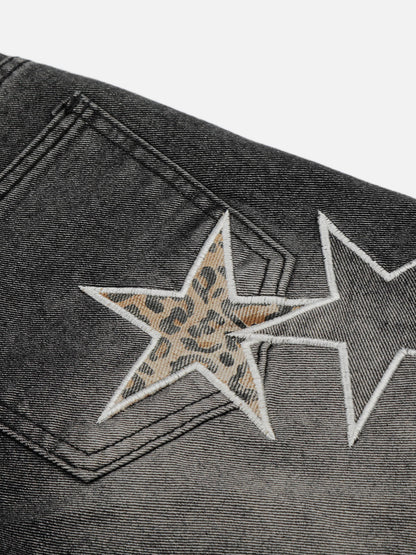 Star Patch Distressed Longline Jorts