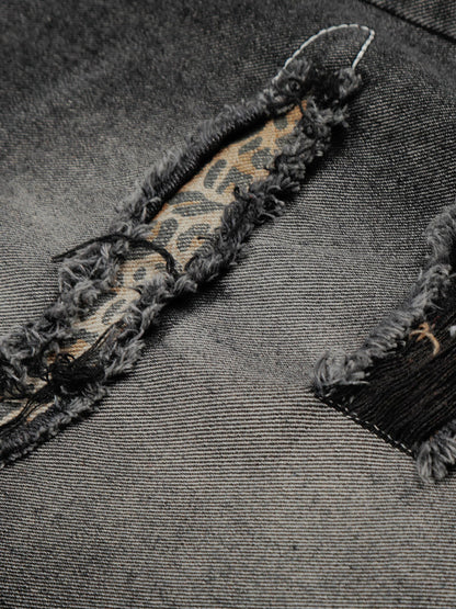 Star Patch Distressed Longline Jorts