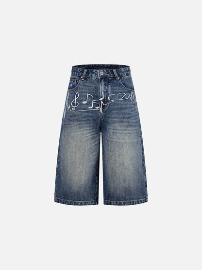 Embroidery Washed Longline Jorts
