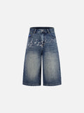 Embroidery Washed Longline Jorts