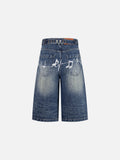 Embroidery Washed Longline Jorts
