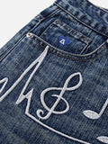 Embroidery Washed Longline Jorts