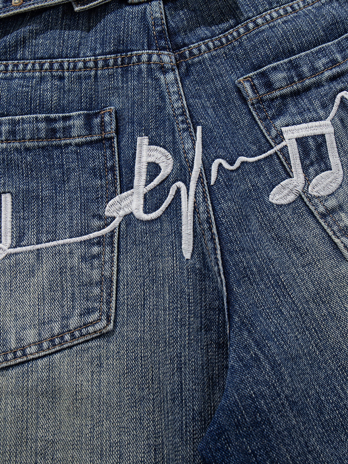 Embroidery Washed Longline Jorts