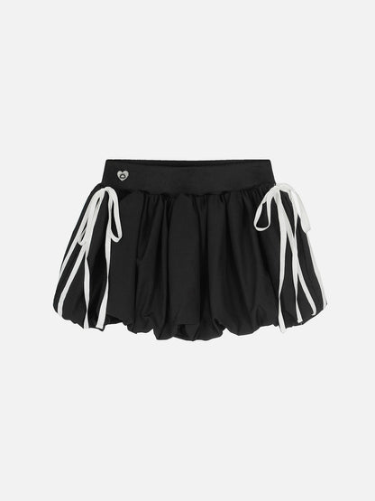 Drawstring Puff Mini Skirt