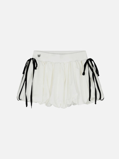 Drawstring Puff Mini Skirt