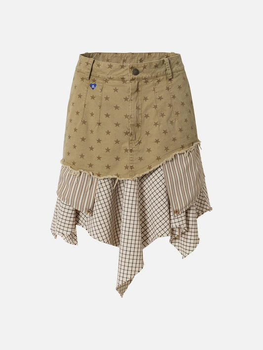 Star Patchwork Asymmetric Skirt