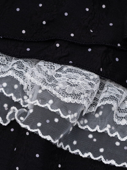 Polka Dot Lace Ruffle Skirt