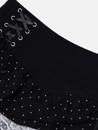 Polka Dot Lace Ruffle Skirt