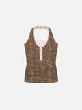 Leopard Henley Tank Top