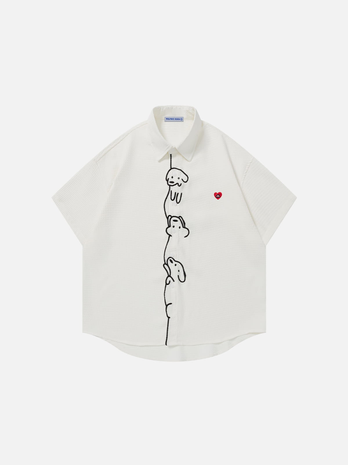 Dog Embroidery Short Sleeve Shirt