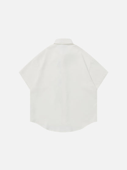 Dog Embroidery Short Sleeve Shirt