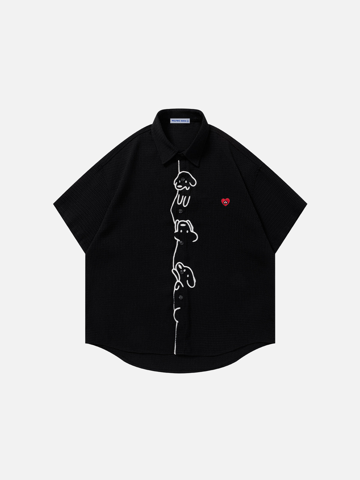 Dog Embroidery Short Sleeve Shirt