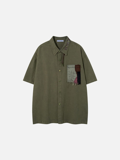 Patchwork Short Sleeve Shirt