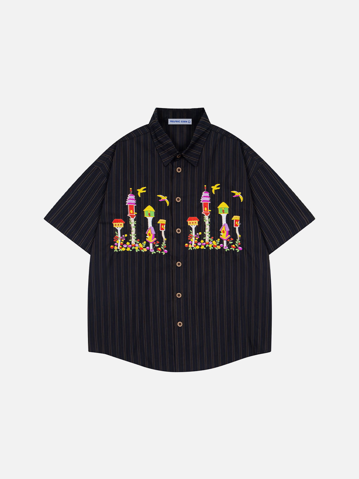 Birdhouse Embroidery Short Sleeve Shirt