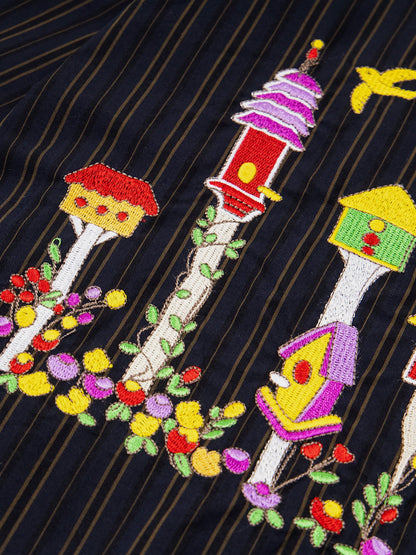 Birdhouse Embroidery Short Sleeve Shirt