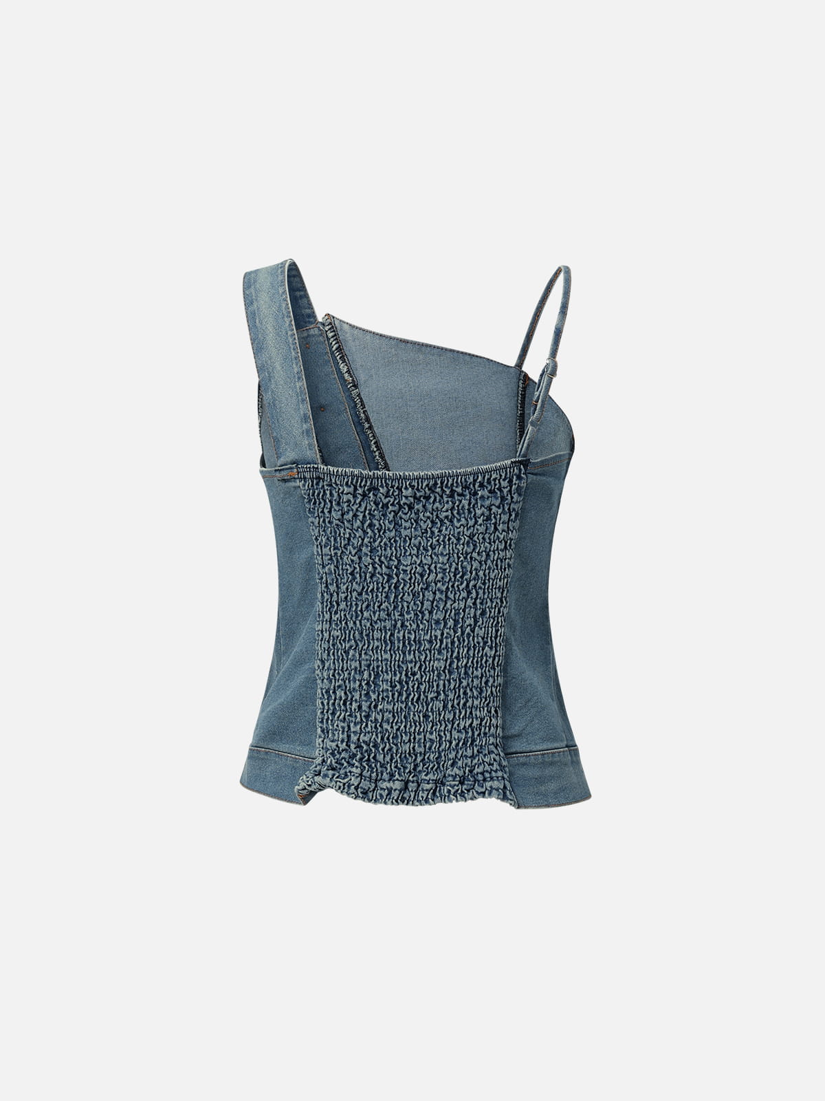 Asymmetric Denim Tube Top