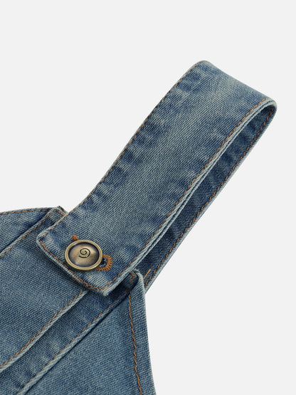 Asymmetric Denim Tube Top