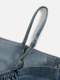 Asymmetric Denim Tube Top