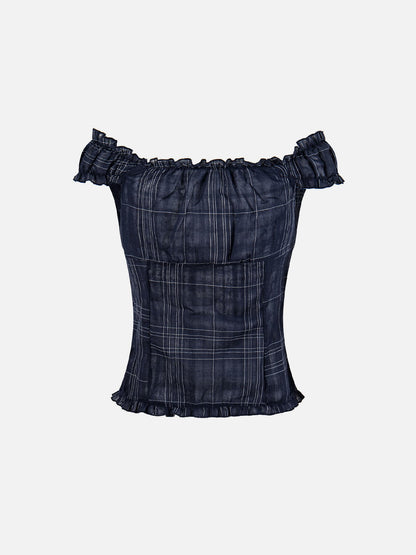 Plaid Off-The-Shoulder Tube Top