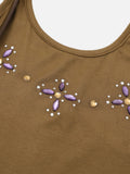 Rhinestone Floral Halter Top
