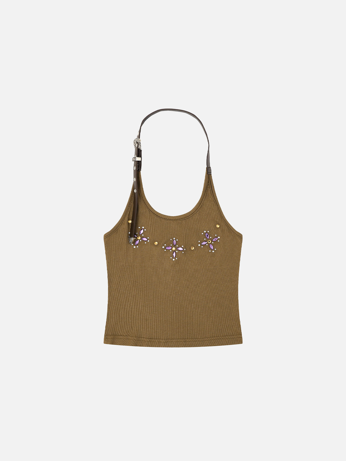 Rhinestone Floral Halter Top