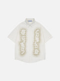 Openwork Floral Short Sleeve Shirt