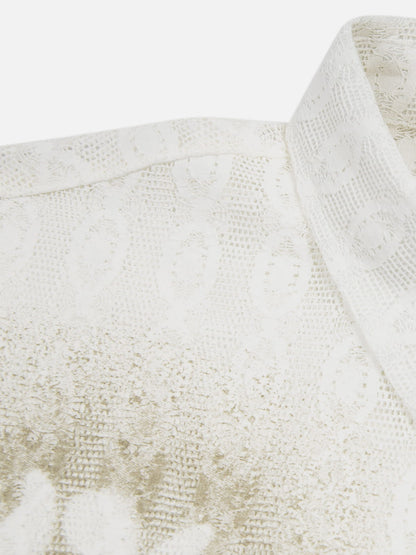 Openwork Floral Short Sleeve Shirt