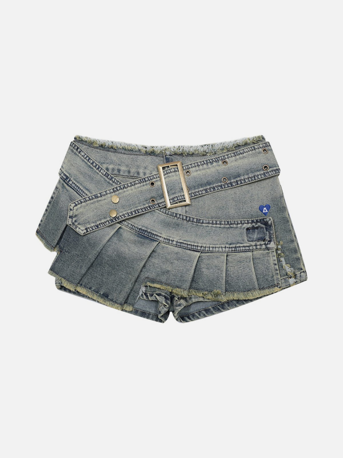 Belted Pleated Mini Skirt