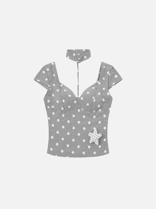 Polka Dot Choker Short Sleeve Tee