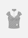 Polka Dot Choker Short Sleeve Tee