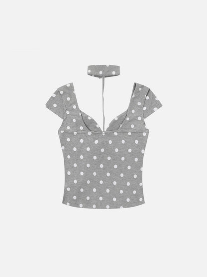 Polka Dot Choker Short Sleeve Tee